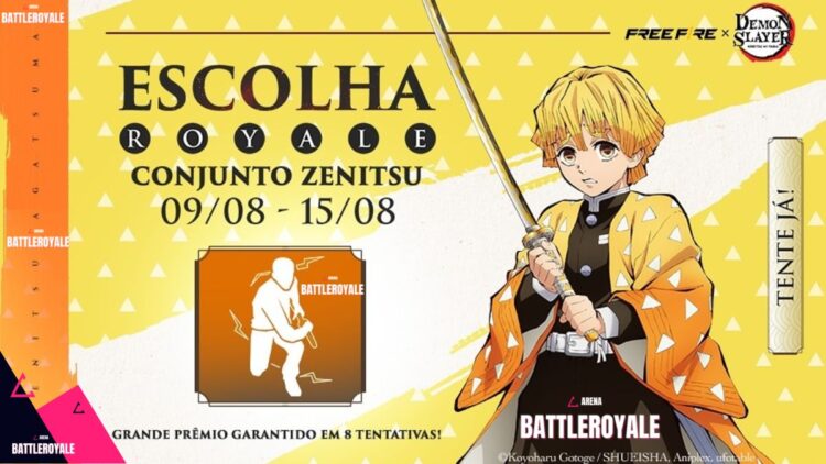 Free Fire Como Conseguir o Conjunto - Zenitsu no Escolha Royale