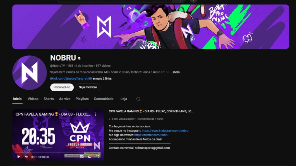 canal do nobru e seu ID do Nobru